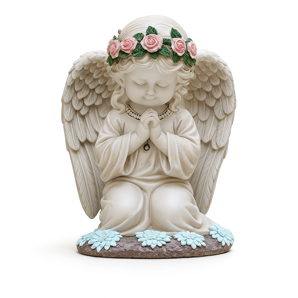 Solar Engel Gartenstatue - Betender Engel mit LED Beleuchtung für Garten Terrasse