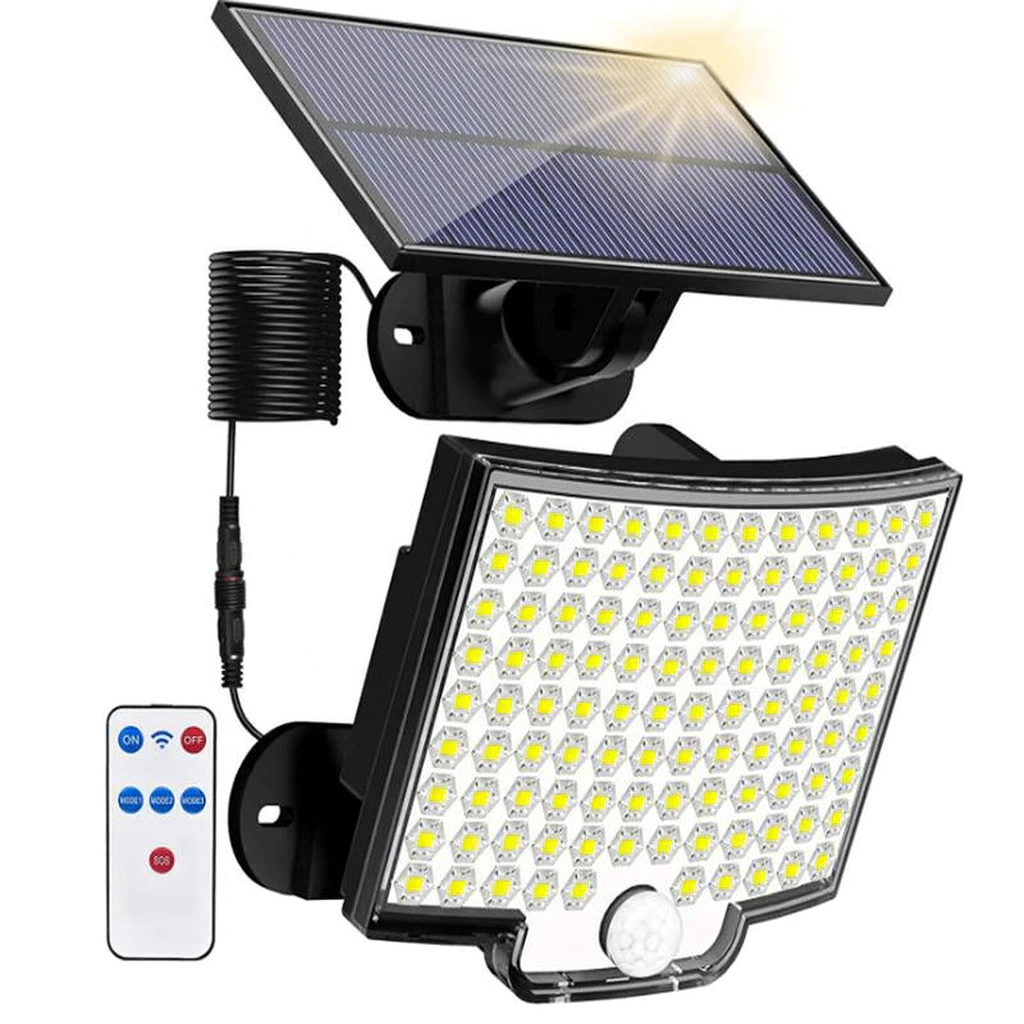 106 LED Solar-Wandleuchte mit Bewegungsmelder - IP65 Wasserdicht für Garten und Außenbereich
