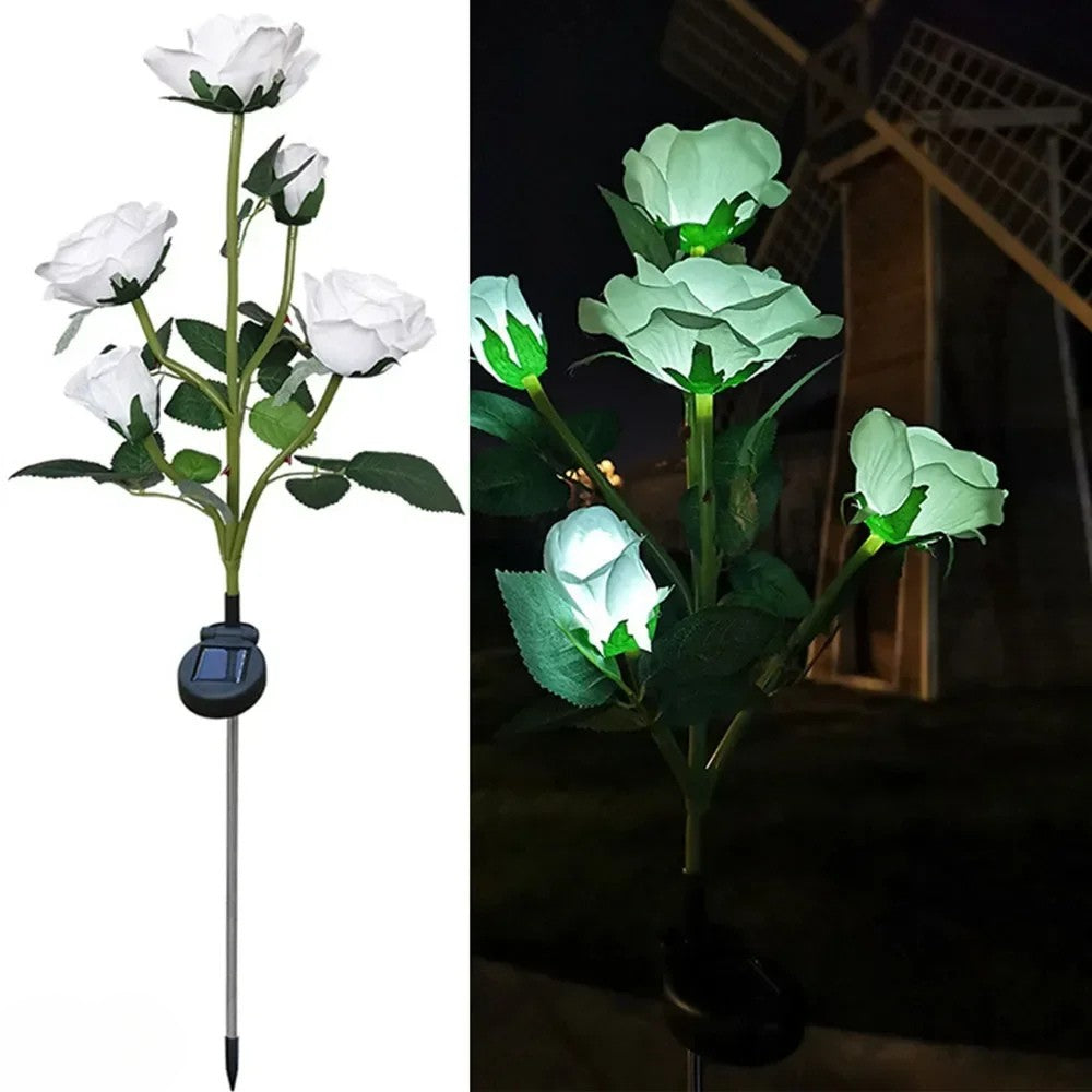 Solar Rosen-Blumenleuchten - 5 LED Gartenlampen Dekorativ für Terrasse und Garten
