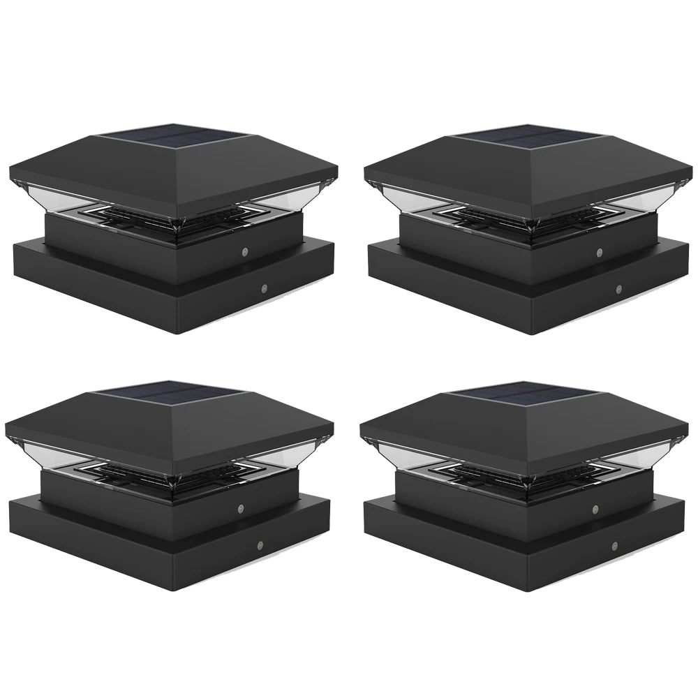 2/4er Set Solar Pfosten-Beleuchtung IP65 - LED Säulenlampen für Garten, Zaun & Einfahrt