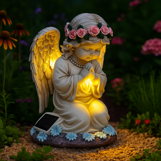 Solar Engel Gartenstatue - Betender Engel Dekoration für Haus und Garten