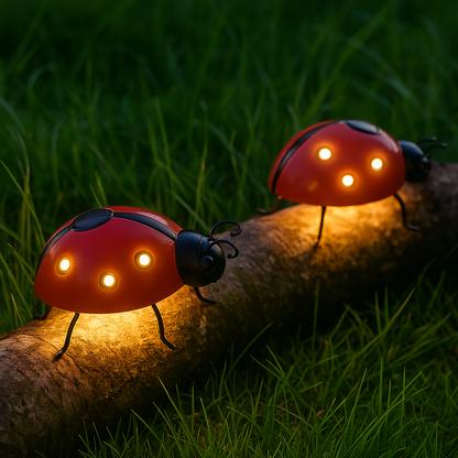 Solar Marienkäfer Gartenleuchte - Wasserdichte LED Gartendeko zum Hängen für Rasen und Terrasse