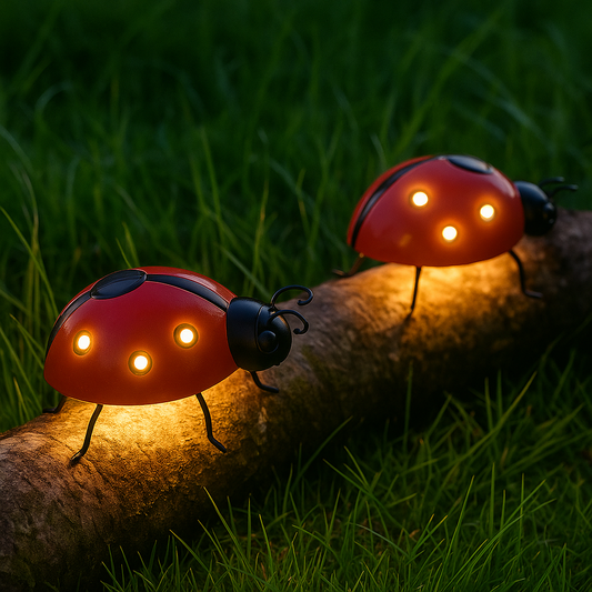 Solar Marienkäfer Gartenleuchte - Wasserdichte LED Gartendeko zum Hängen für Rasen und Terrasse