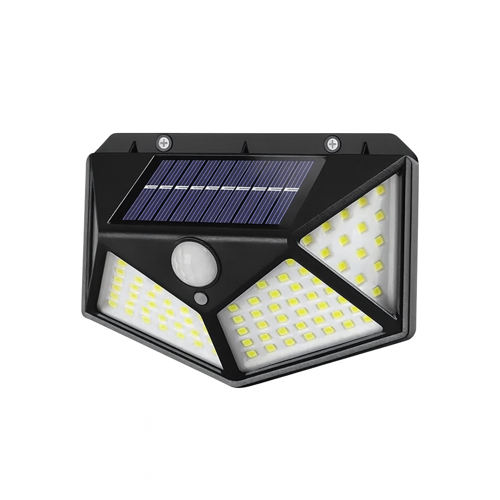 100 LED Solar Wandleuchte mit Bewegungsmelder - Wasserdichte Außenbeleuchtung