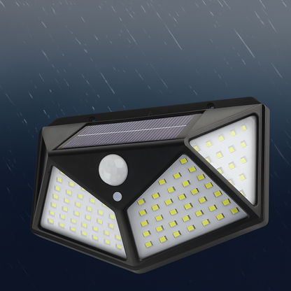 100 LED Solar Wandleuchte mit Bewegungsmelder - Wasserdichte Außenbeleuchtung