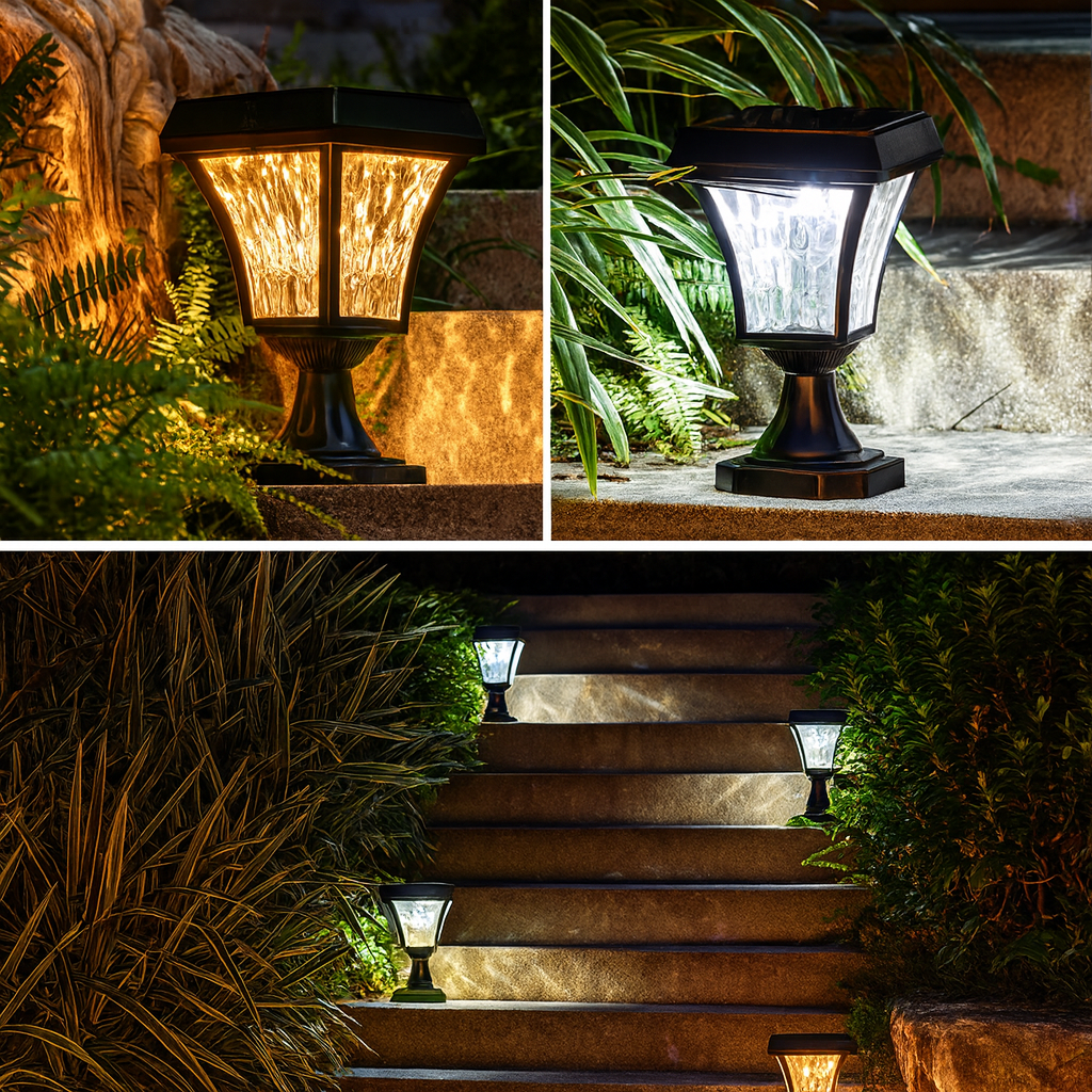 Solar LED Pfosten-Lampe IP55 Wasserdicht - Garten Zaun Beleuchtung für Hof & Terrasse
