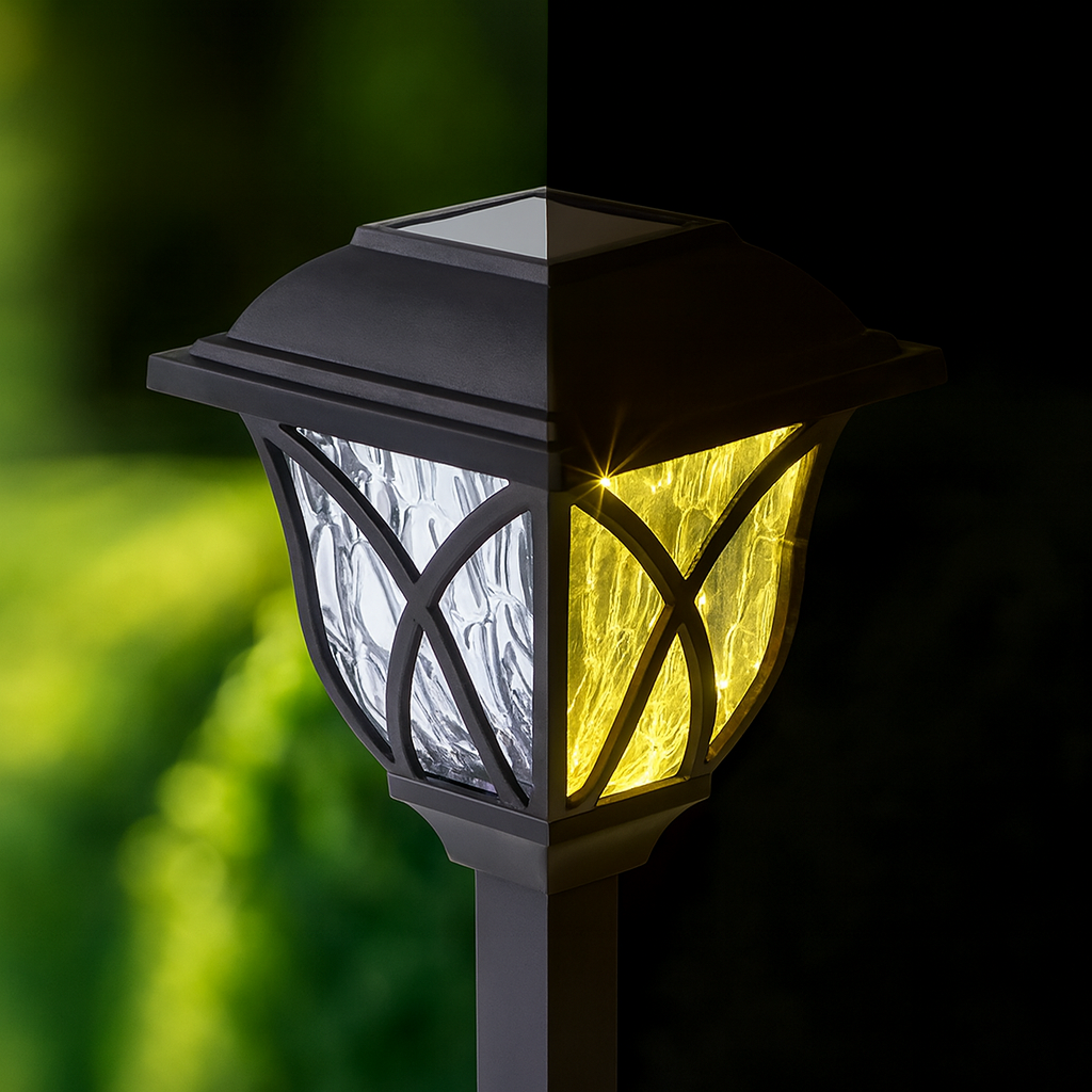 2er-Set LED Solar Rasenleuchten 44x12cm - Automatische Wegbeleuchtung warmweiß