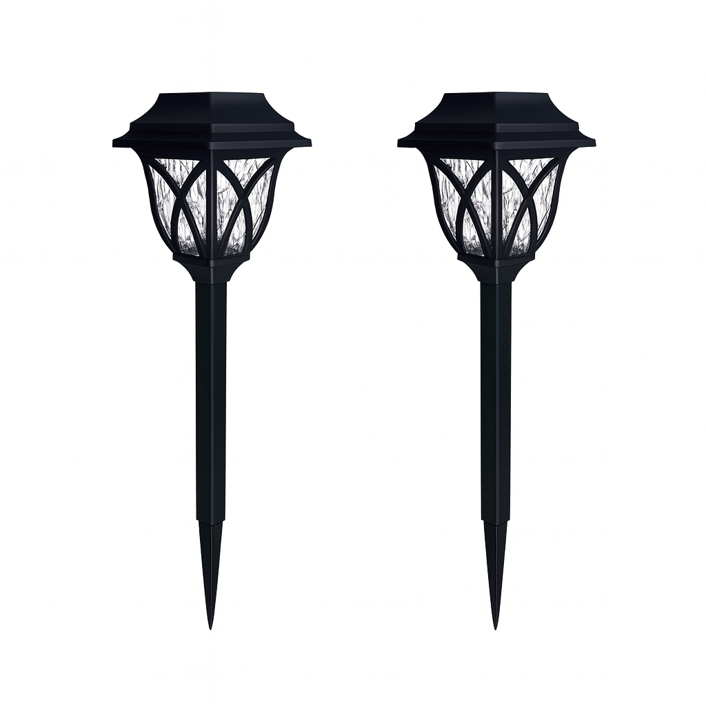2er-Set LED Solar Rasenleuchten 44x12cm - Automatische Wegbeleuchtung warmweiß