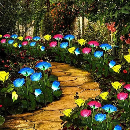 Solar Rosen-Blumenleuchten - 5 LED Gartenlampen Dekorativ für Terrasse und Garten