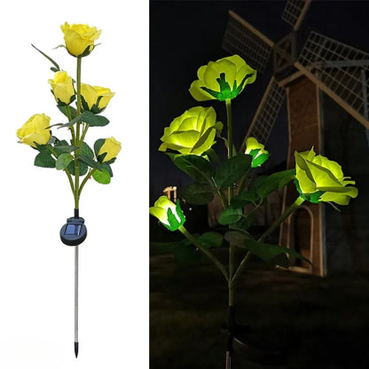 Solar Rosen-Blumenleuchten - 5 LED Gartenlampen Dekorativ für Terrasse und Garten