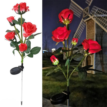 Solar Rosen-Blumenleuchten - 5 LED Gartenlampen Dekorativ für Terrasse und Garten