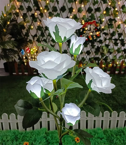 Solar Rosen-Blumenleuchten - 5 LED Gartenlampen Dekorativ für Terrasse und Garten