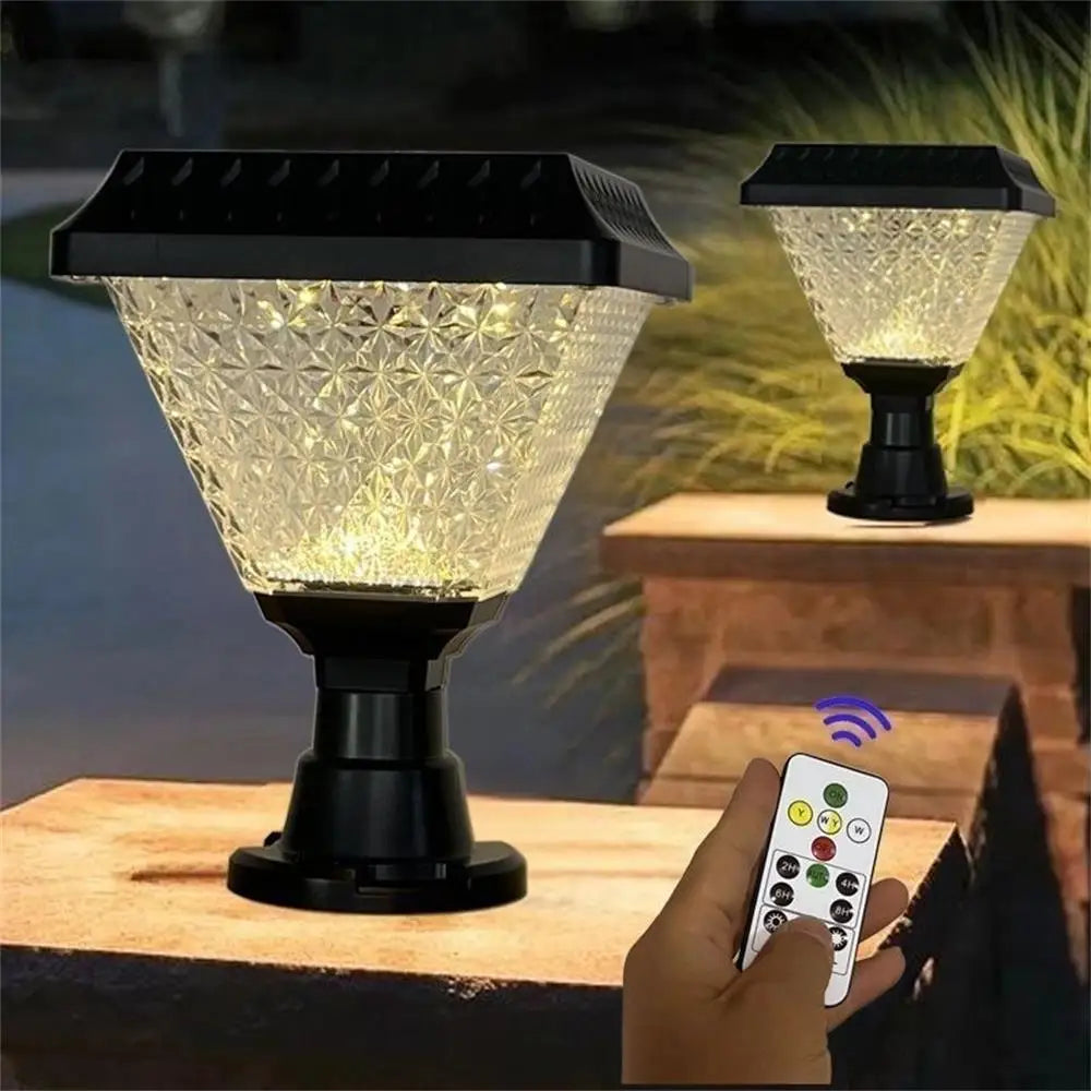 Solar Pfeilerleuchte mit Timer & Fernbedienung IP65 - RGB LED Gartenbeleuchtung Dimmbar