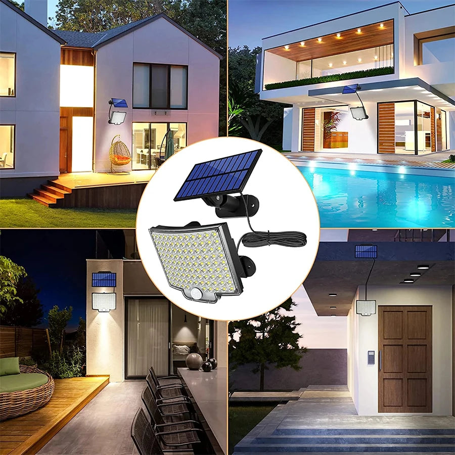 106 LED Solar-Wandleuchte mit Bewegungsmelder - IP65 Wasserdicht für Garten und Außenbereich