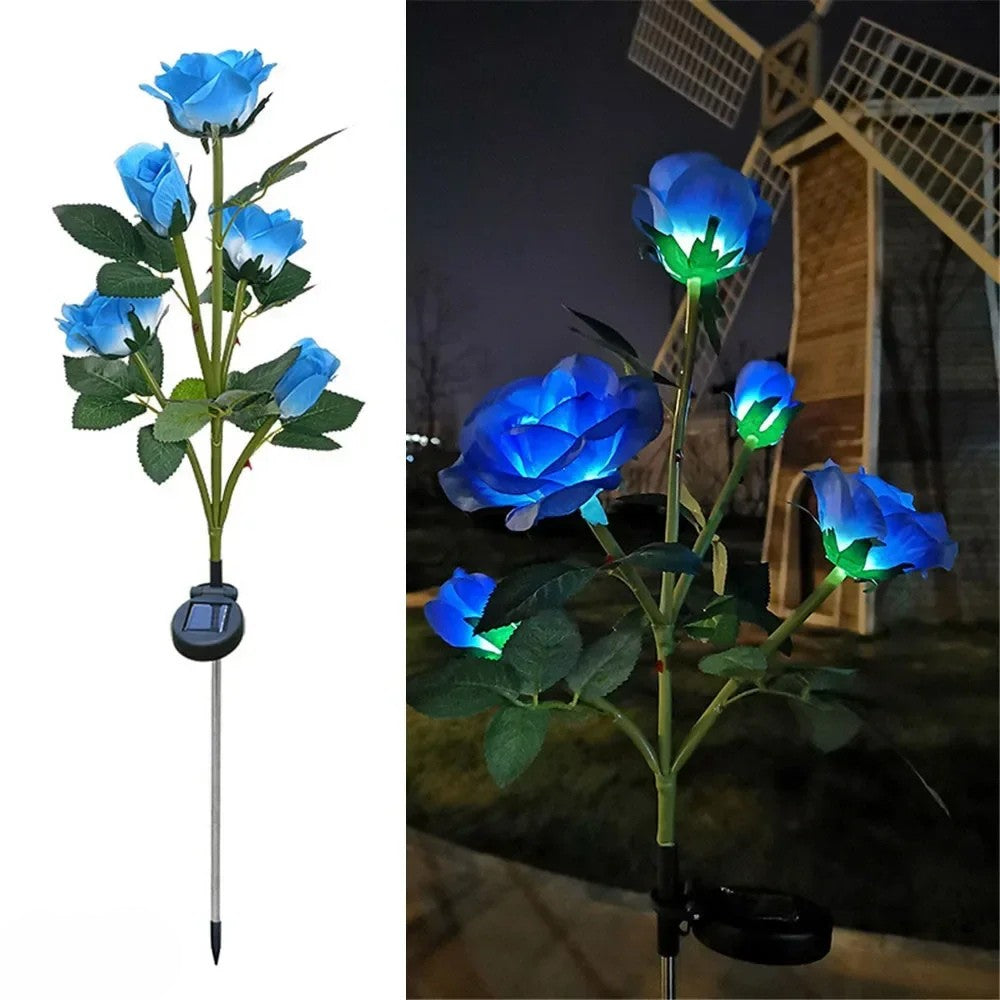 Solar Rosen-Blumenleuchten - 5 LED Gartenlampen Dekorativ für Terrasse und Garten