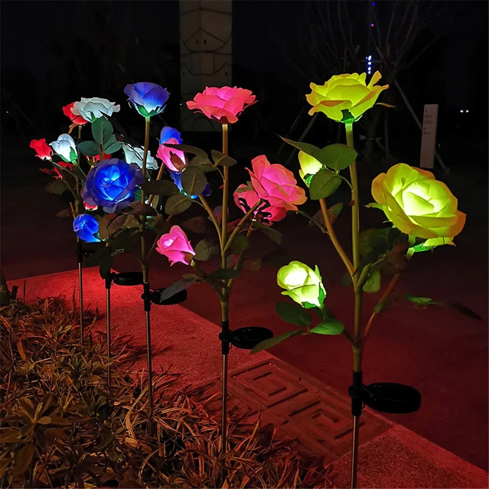 Solar Rosen-Blumenleuchten - 5 LED Gartenlampen Dekorativ für Terrasse und Garten