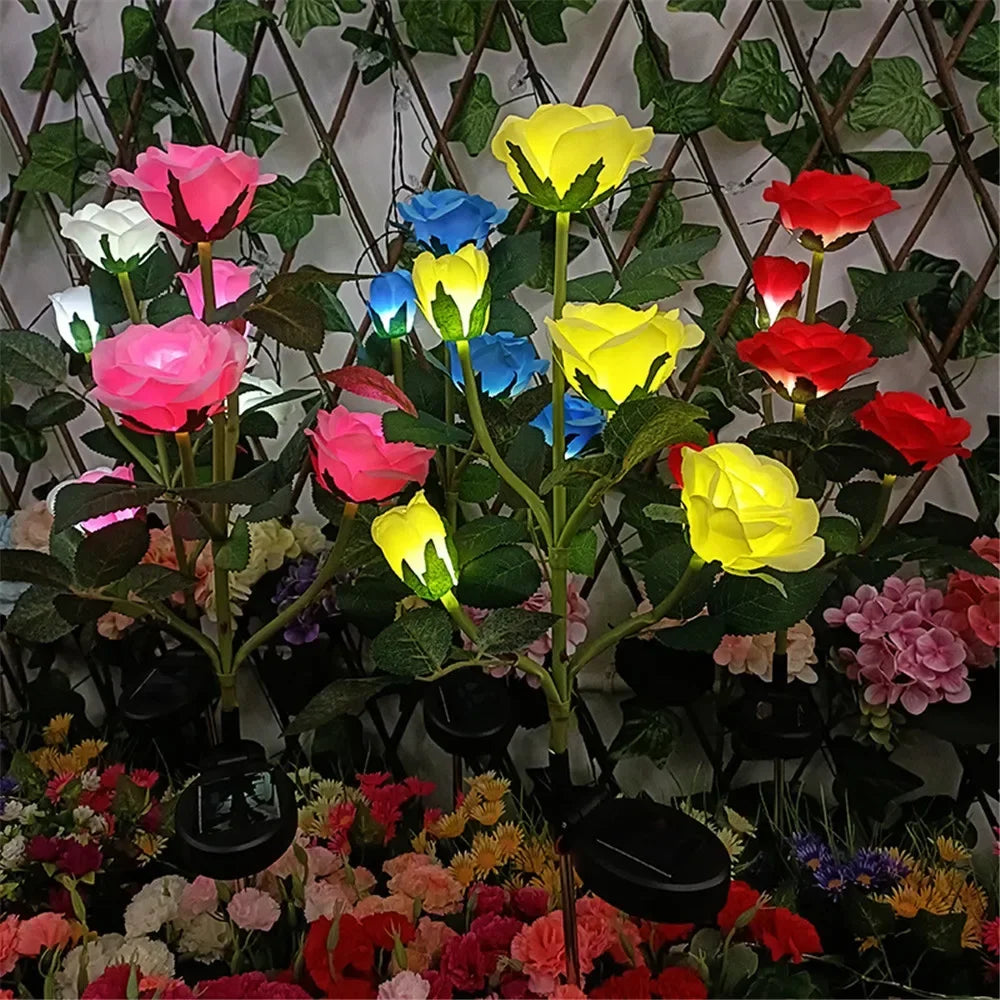 Solar Rosen-Blumenleuchten - 5 LED Gartenlampen Dekorativ für Terrasse und Garten