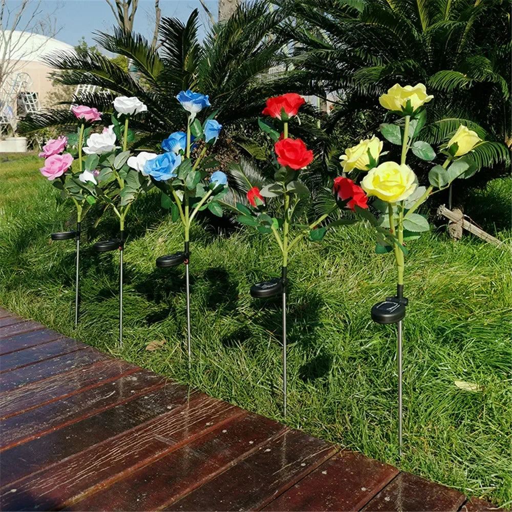 Solar Rosen-Blumenleuchten - 5 LED Gartenlampen Dekorativ für Terrasse und Garten