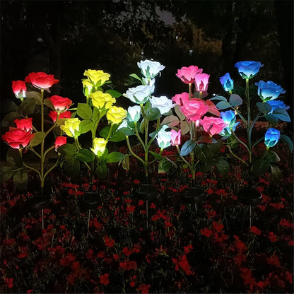 Solar Rosen-Blumenleuchten - 5 LED Gartenlampen Dekorativ für Terrasse und Garten