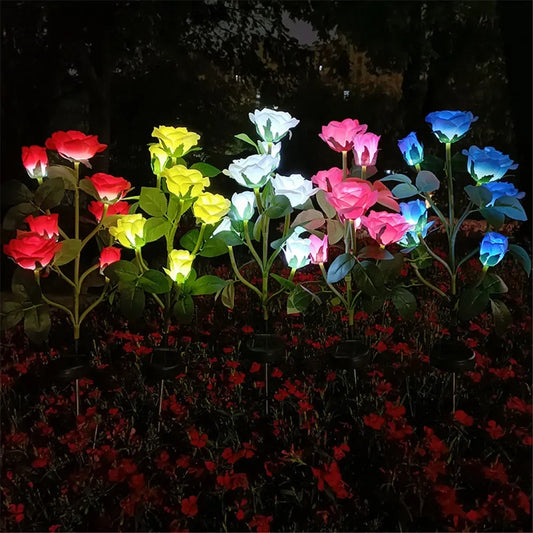 Solar Rosen-Blumenleuchten - 5 LED Gartenlampen Dekorativ für Terrasse und Garten