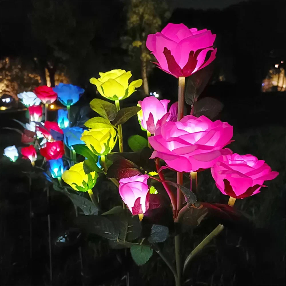 Solar Rosen-Blumenleuchten - 5 LED Gartenlampen Dekorativ für Terrasse und Garten